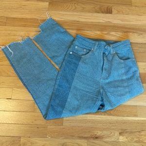 ASOS two toned cut off straight leg jeans